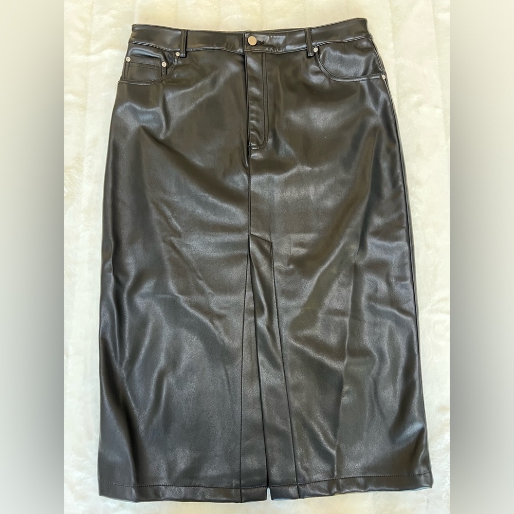 Faux Leather Long Skirt